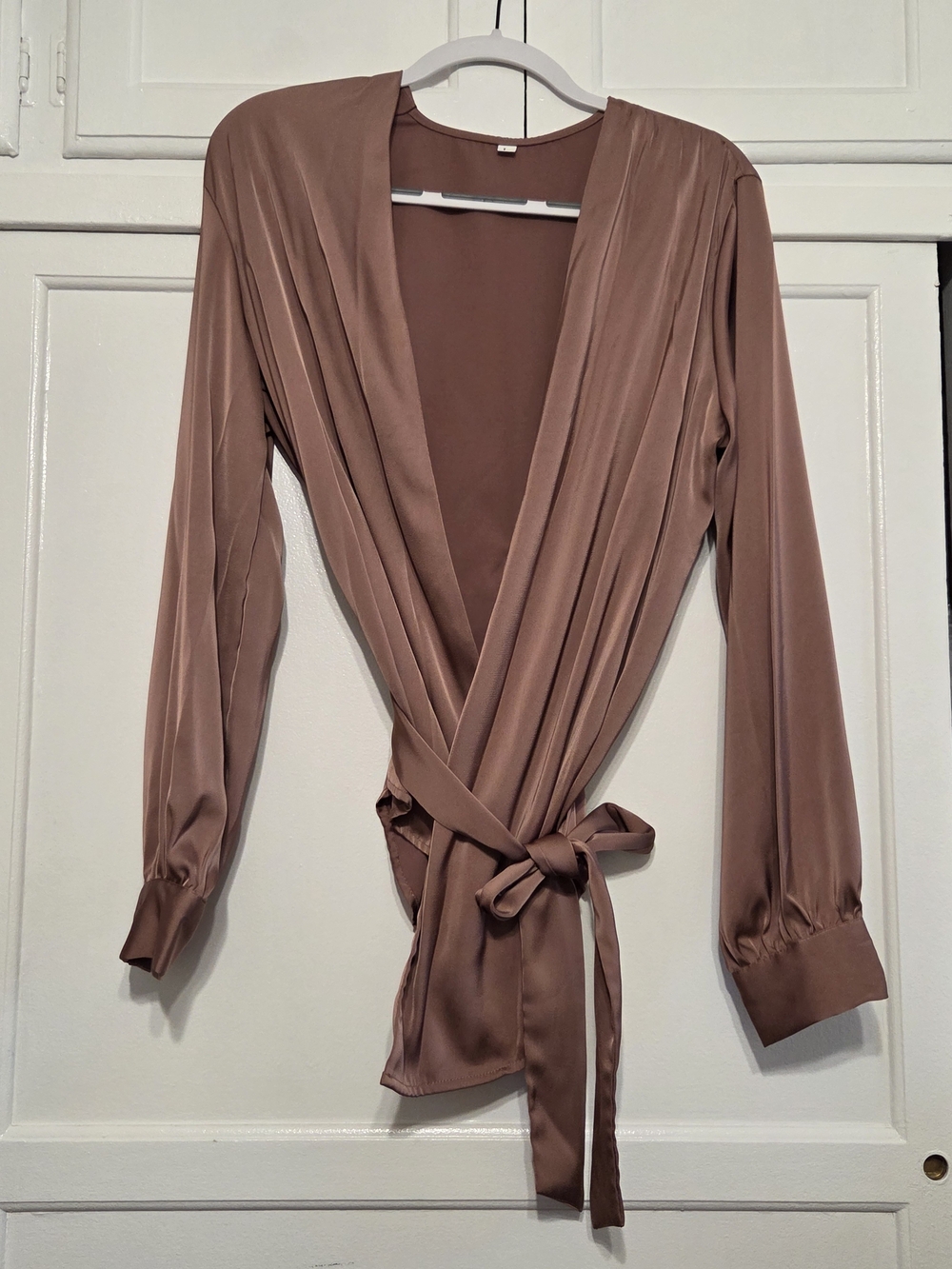 Women’s Satin Wrap Top - Rose Taupe